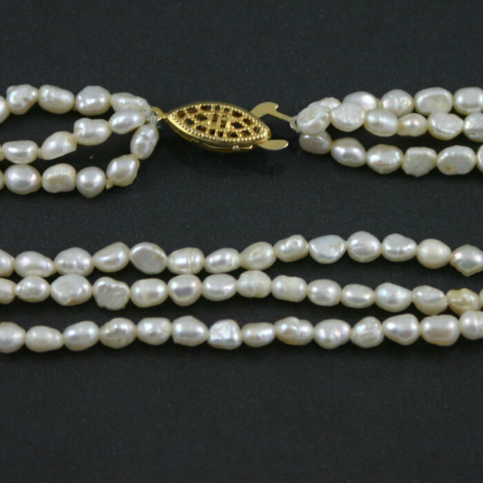 Three strand barque pearl necklace 1960s