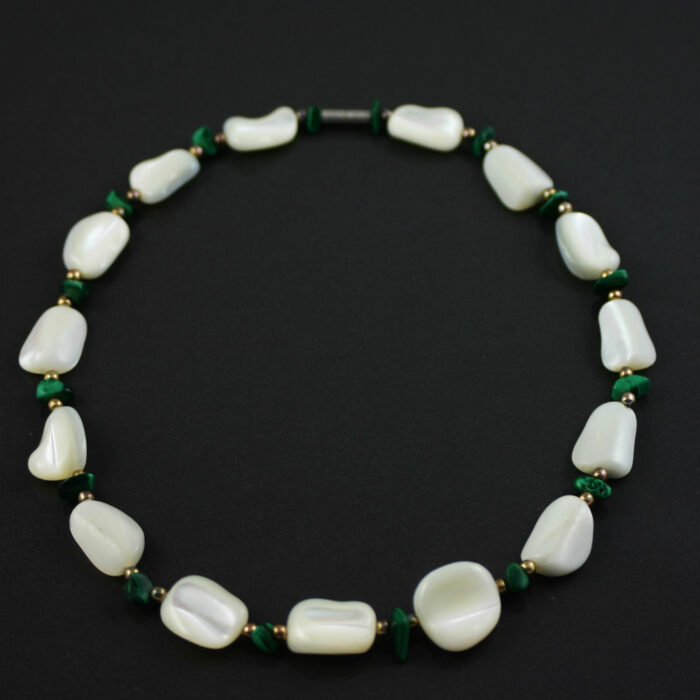 White agate and Malachite Necklace