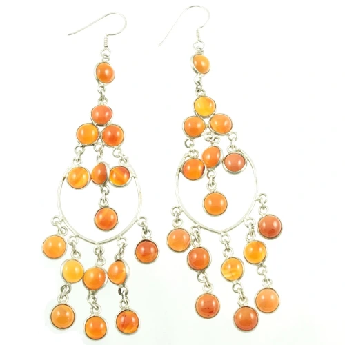 Vintage Red Agate Chandelier Earrings
