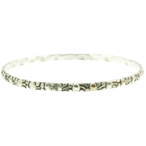 Elaborate raised relief Silver Bangle - front view