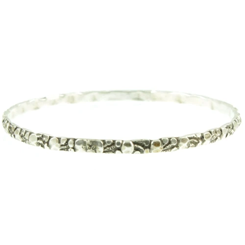 Mid-Century Elaborate Relief Silver Bangle