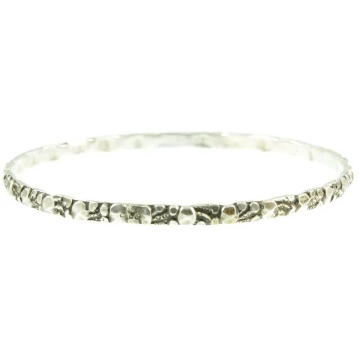 Mid-Century Elaborate Relief Silver Bangle