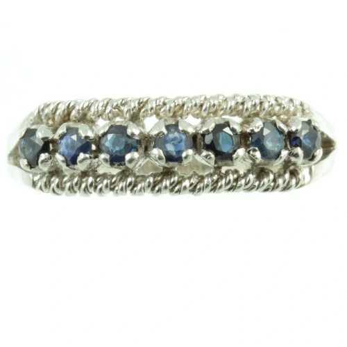 Mid-Century Seven Stone Sapphire Ring