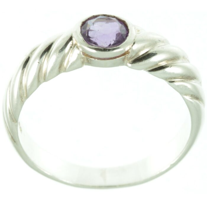 Sterling silver amethyst ring - top view