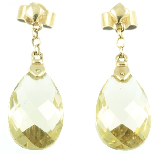 1950s Citrine Drop Earrings - front view