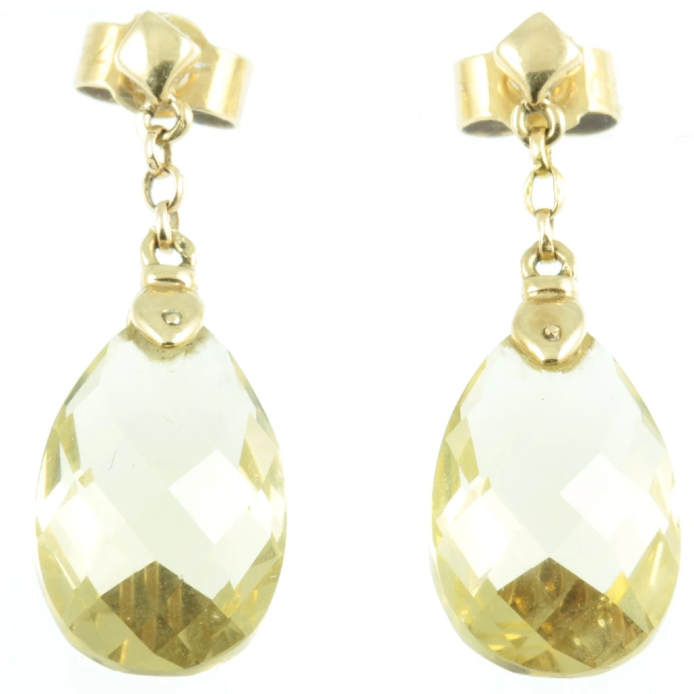 1950s Citrine Drop Earrings - front view