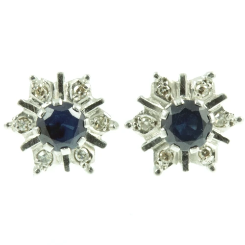 Mid-Century 1950s Sapphire and Diamond Earrings