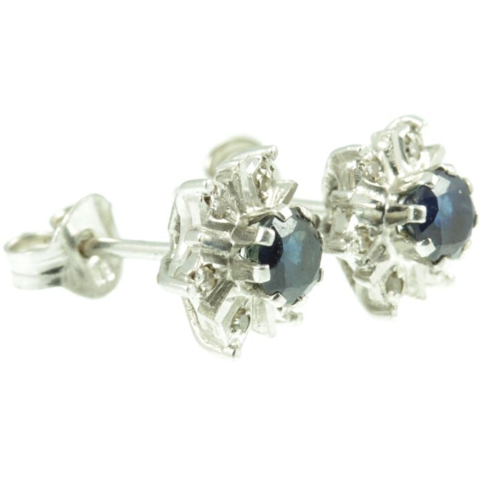 1950s Sapphire and Diamond Earrings - side view