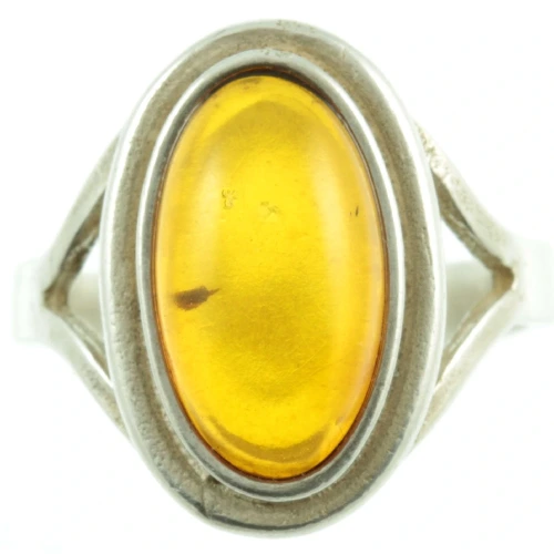 Mid-Century Amber and Silver Ring