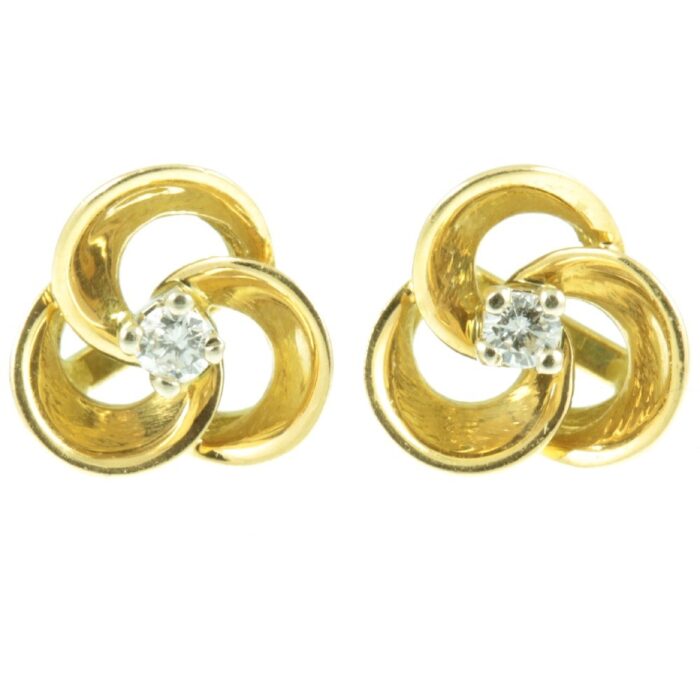 Mid-Century Diamond Floral Stud Earrings