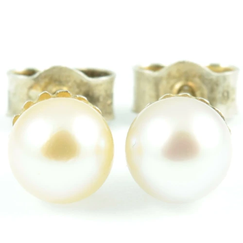 Mid-Century Sterling Silver Pearl Earrings