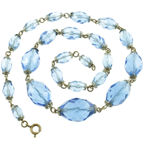 Art Deco 1920s Blue Crystal Necklace