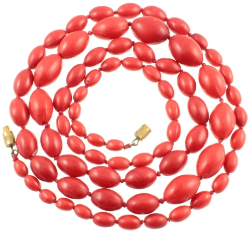 Art Deco 1920s Red Glass Bead Necklace