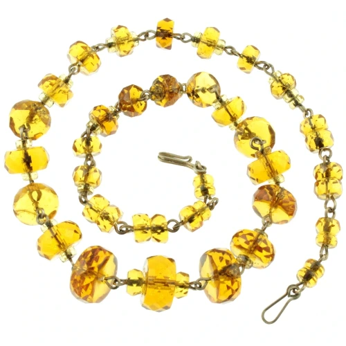 Retro Amber Czech Glass Bead Necklace