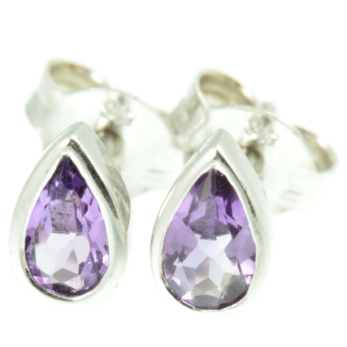 Amethyst and White Gold Earrings - front view