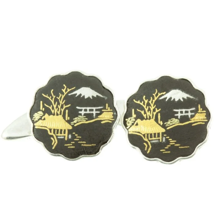 Mid-Century Japanese Damascene Cufflinks