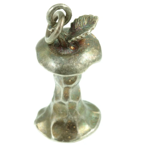 Mid-Century Silver Apple Core Charm