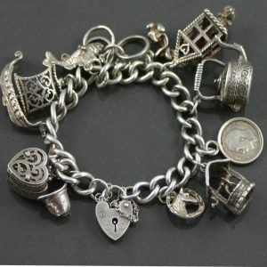 Mid-Century Jewellery - Silver charm bracelet 1950s