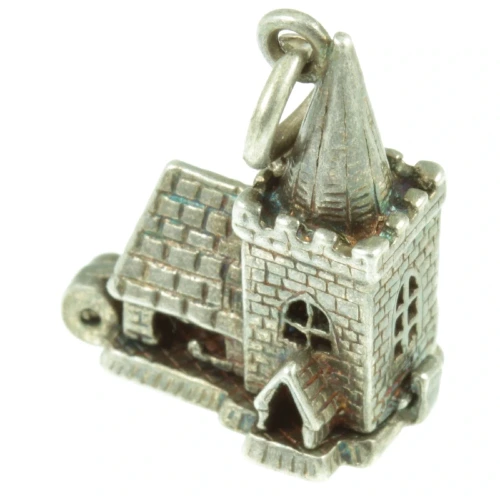 Mid-Century Silver Church Charm