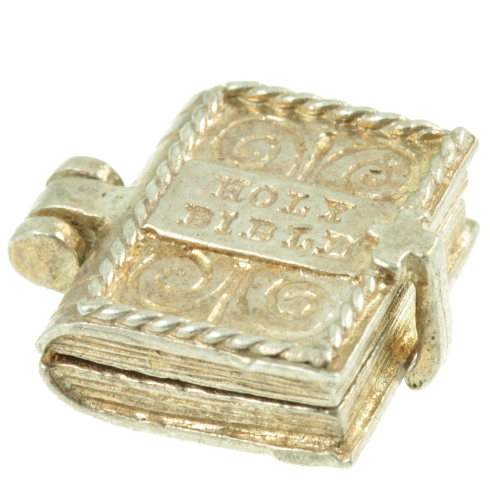 Mid-Century Silver Holy Bible Charm
