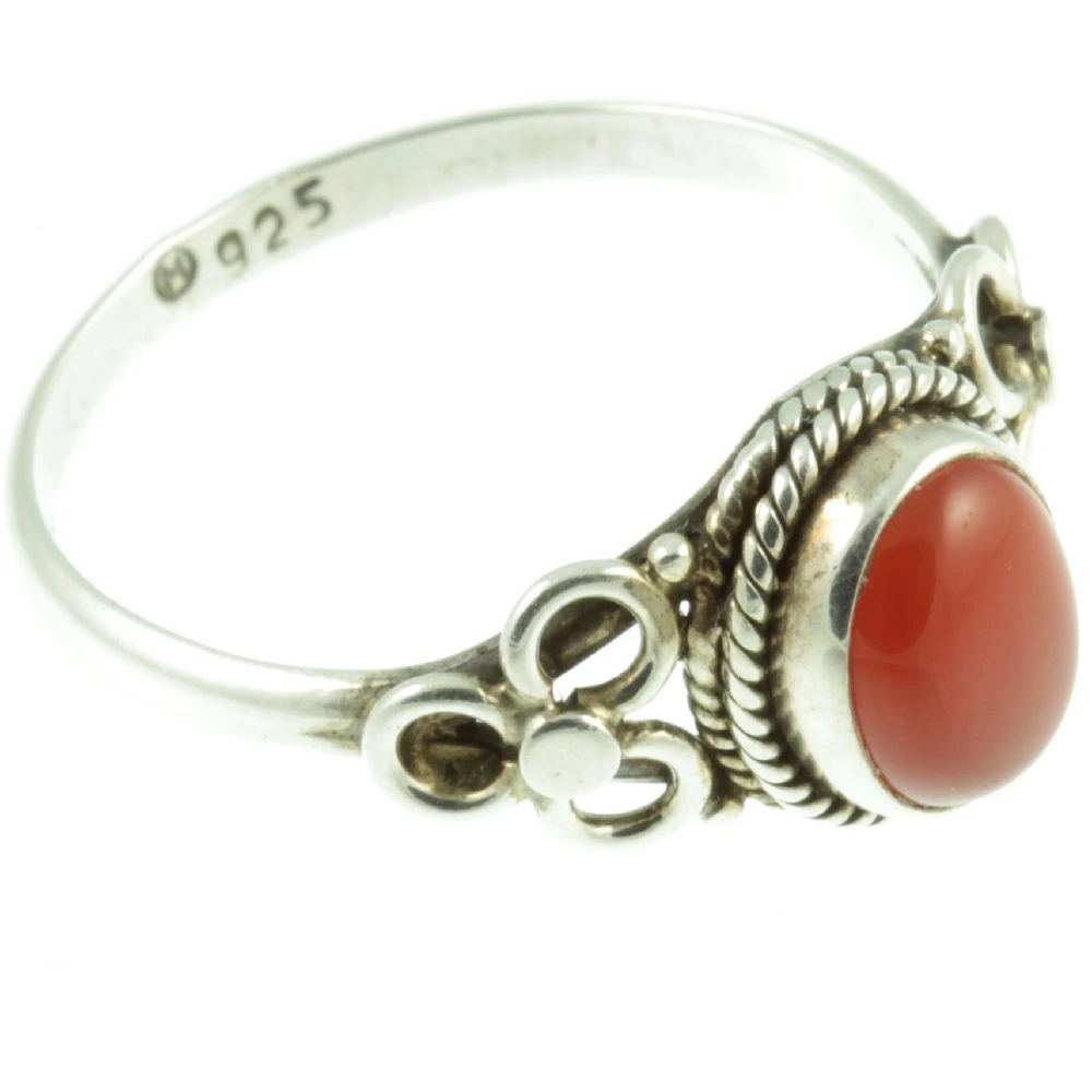 Sterling silver carnelian ring - side view