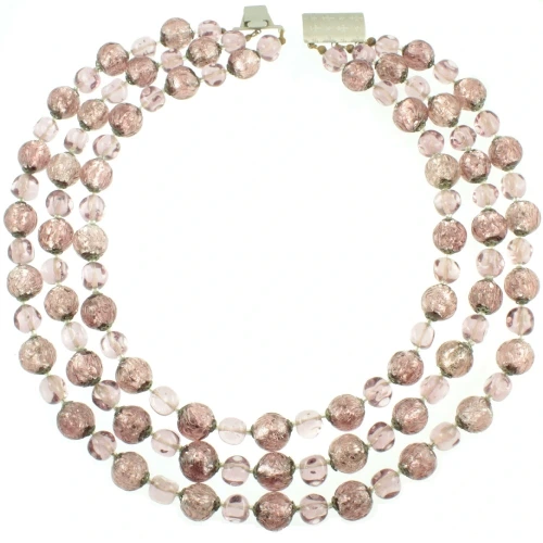 Vintage Three Strand Venetian Foil Necklace