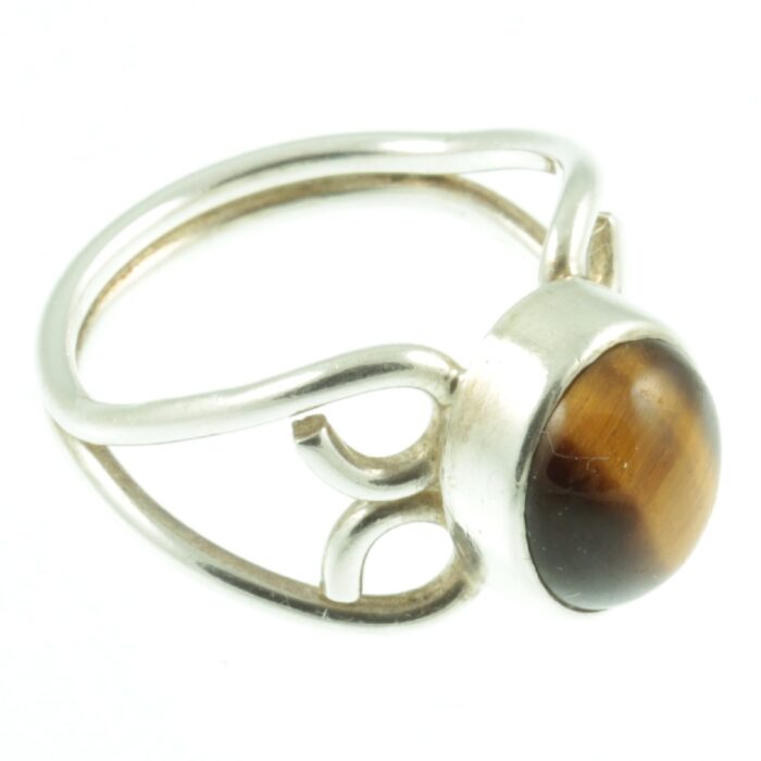 Tigers eye silver ring - side view