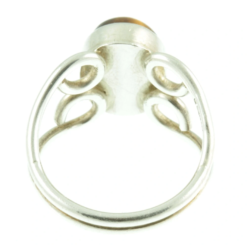 Tigers eye silver ring - inside view