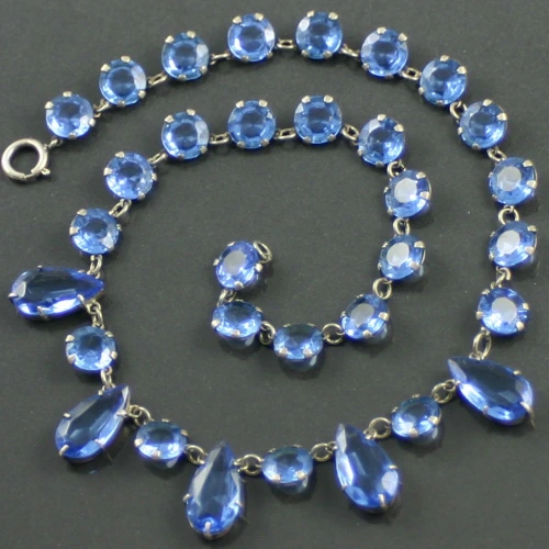 Vintage Blue Czech Glass Necklace