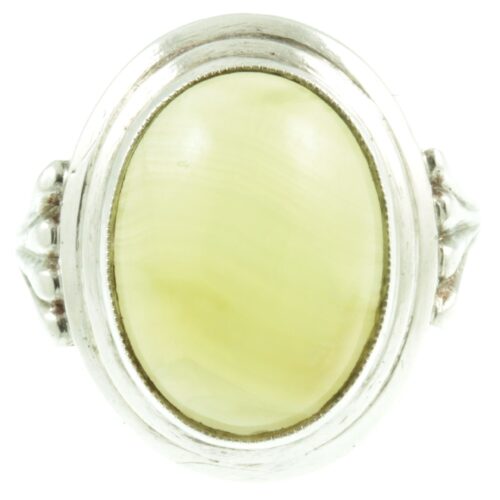 White agate silver ring - front view