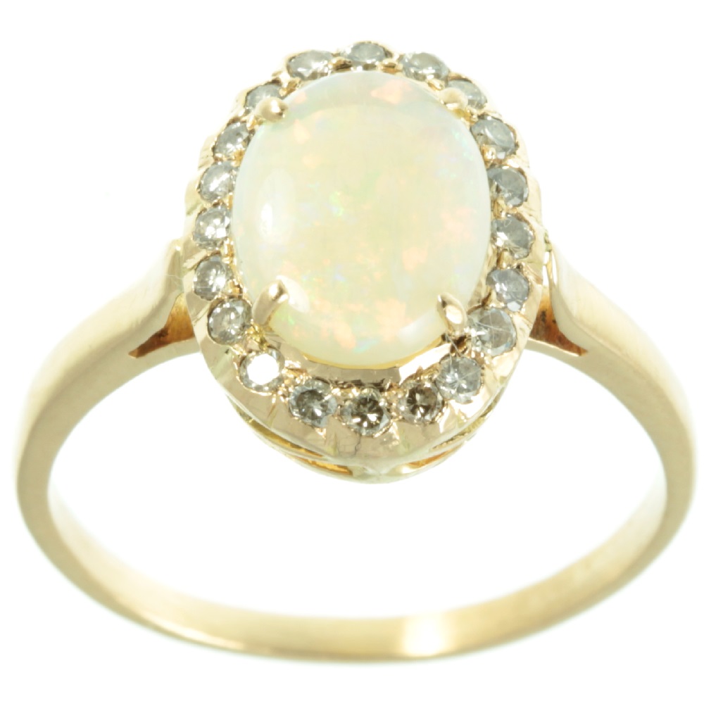 18ct Gold Opal and Diamond Ring - Carus Jewellery
