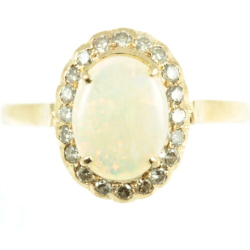 18ct gold opal and diamond ring - front view