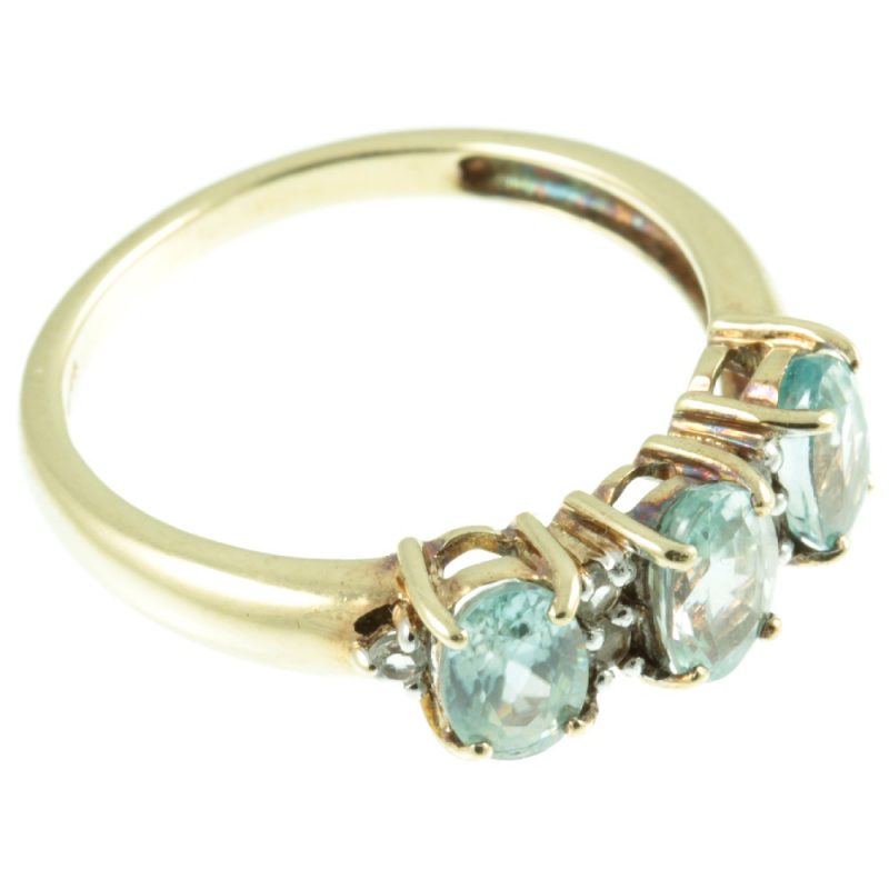 3 Stone Aquamarine & Diamond Ring - Carus Jewellery