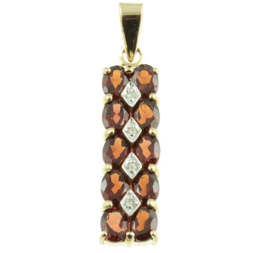 Vintage 9ct Gold Garnet and Diamond Pendant