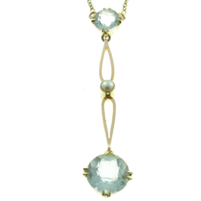 Art Deco Aquamarine & Pearl Pendant