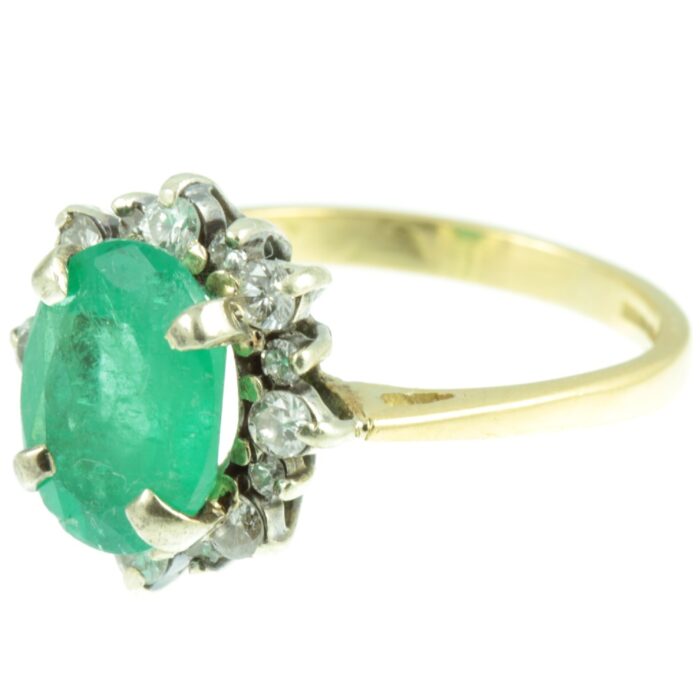 Art Deco Emerald and diamond ring - side view