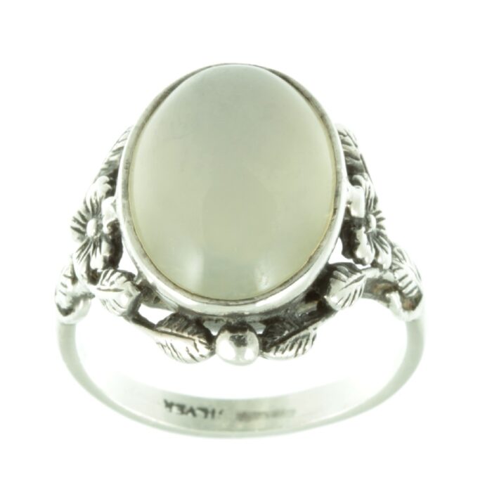 Art Nouveau Moonstone silver ring - top view