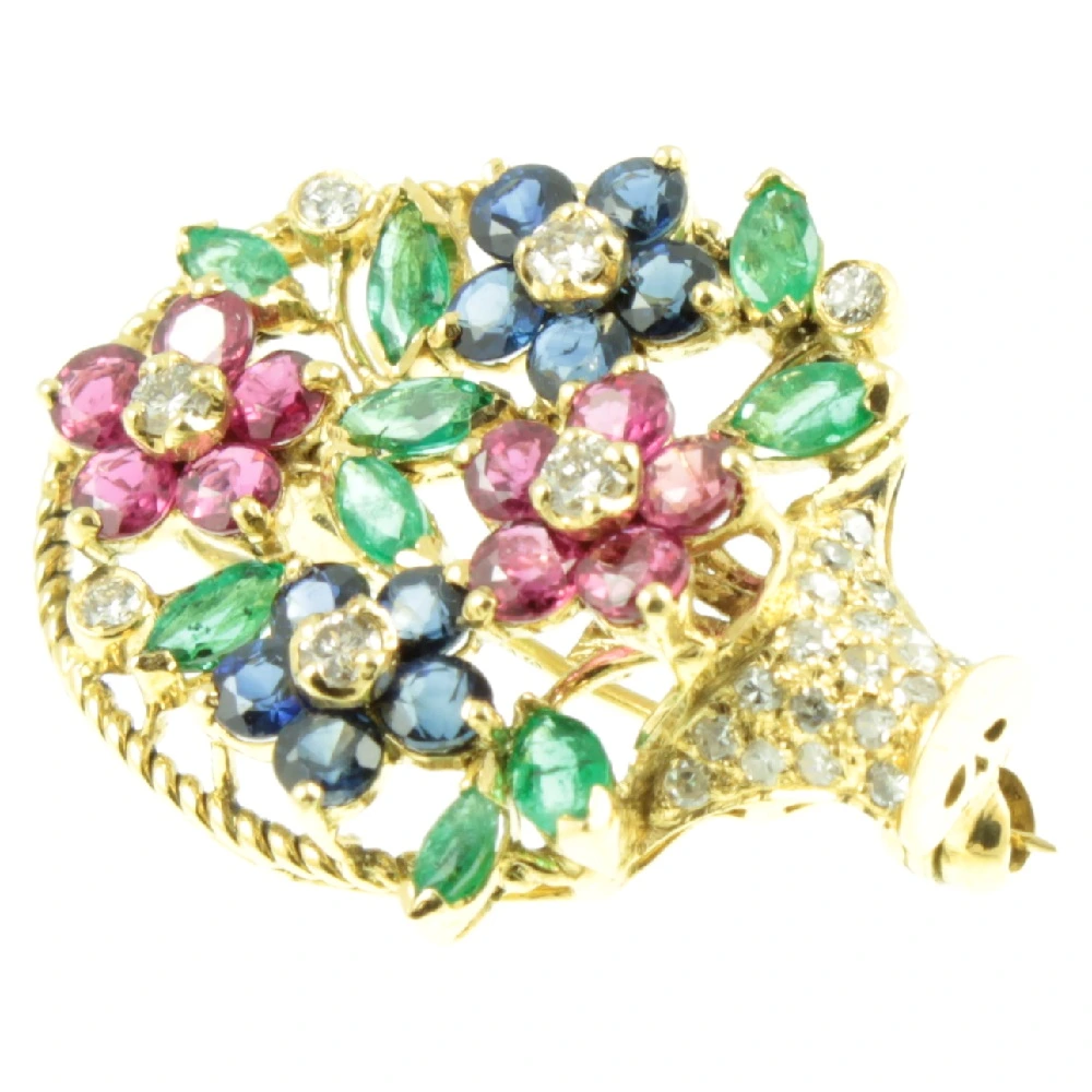 Diamond & Gemstone Giardinetti Basket Pendant - Image 2