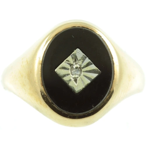Vintage Onyx and Diamond Signet ring
