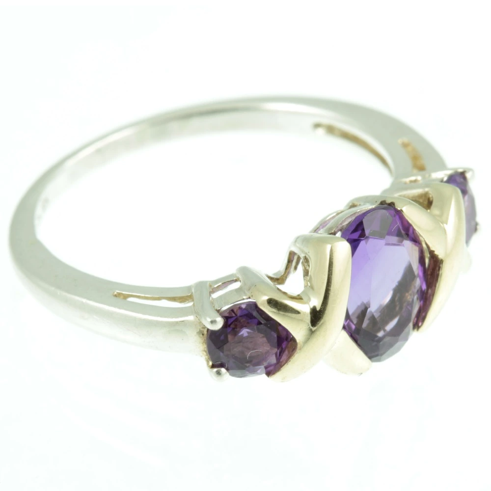Three Stone Amethyst Ring - Image 2