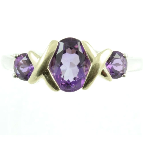 Vintage Three Stone Amethyst Ring