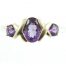 Three stone amethyst ring - front view