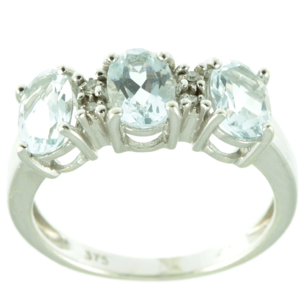 Three stone aquamarine ring - top view
