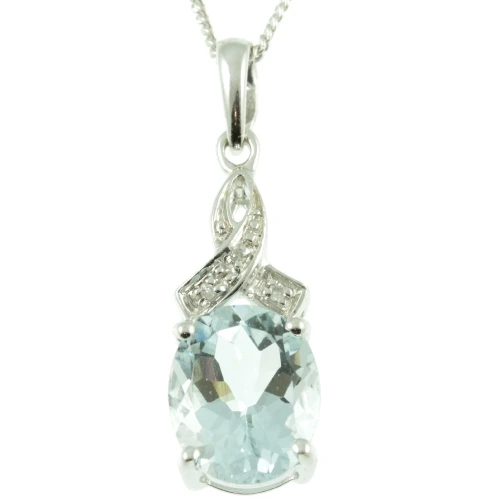 Vintage 9ct Gold Aquamarine and Diamond Pendant