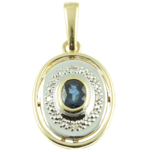 Vintage 9ct Gold Sapphire and Diamond Pendant