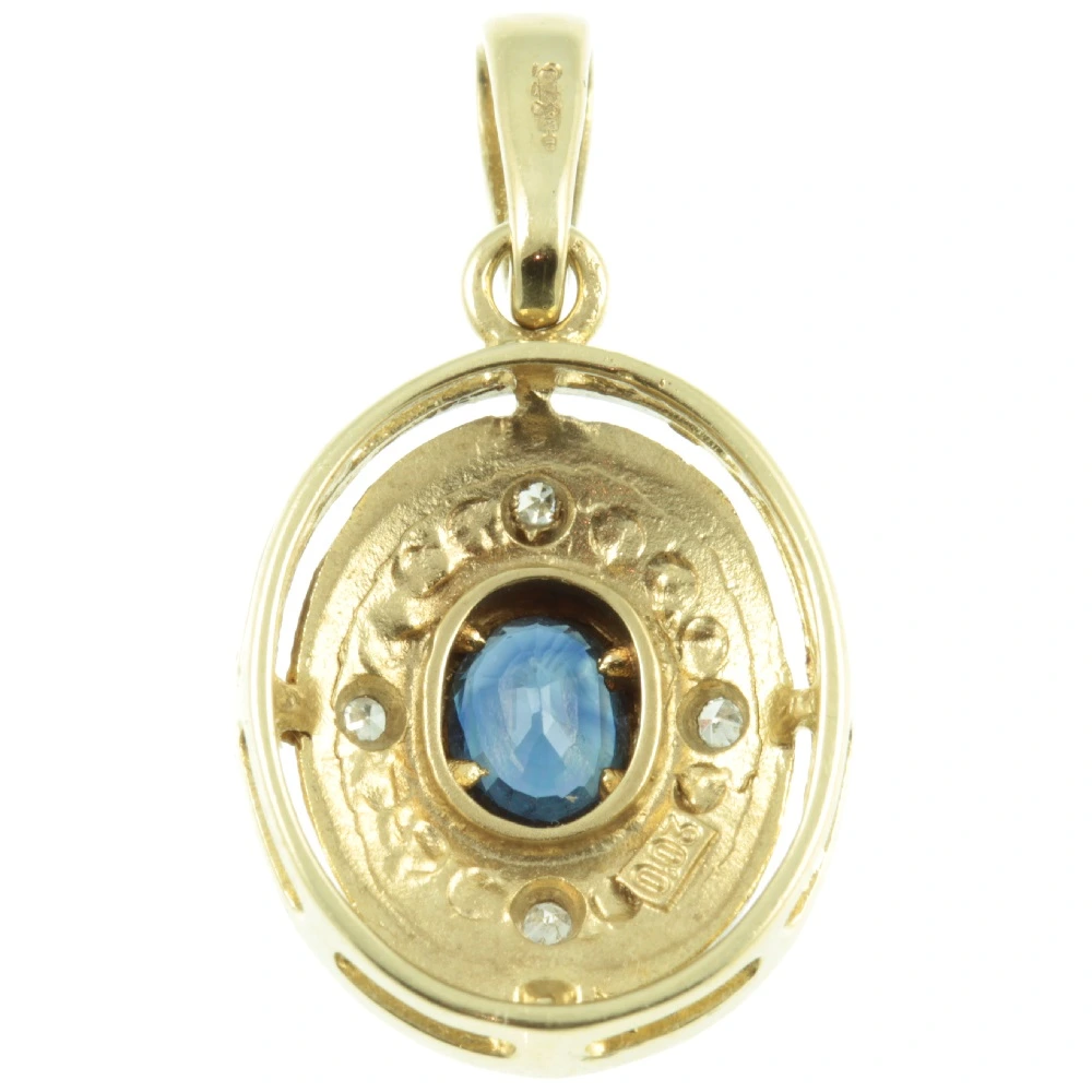 9ct Gold Sapphire & Diamond Pendant - Image 3