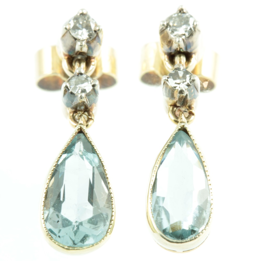 Edwardian Aquamarine & Diamond Earrings - Carus Jewellery