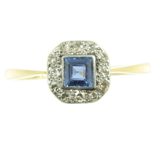 Art Deco 1920s Sapphire and Diamond Ring