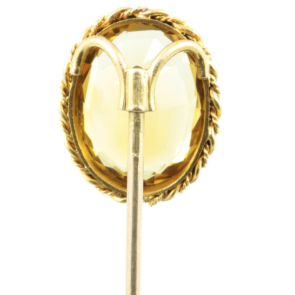Victorian 15ct Gold Citrine Tie Pin - Carus Jewellery