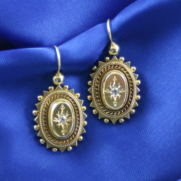 Victorian 15ct gold Rose cut diamond earrings